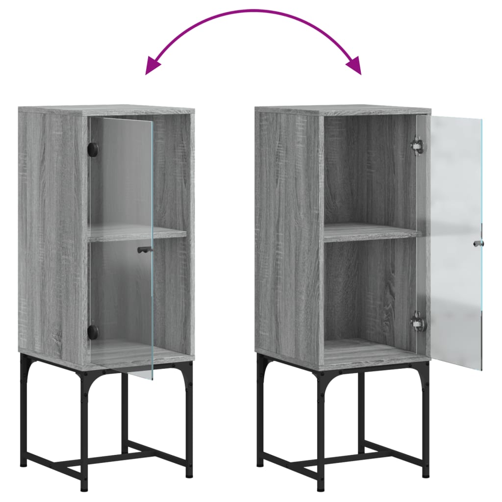 Armoire latérale avec porte en verre sonoma gris 35x37x100 cm - XIOS