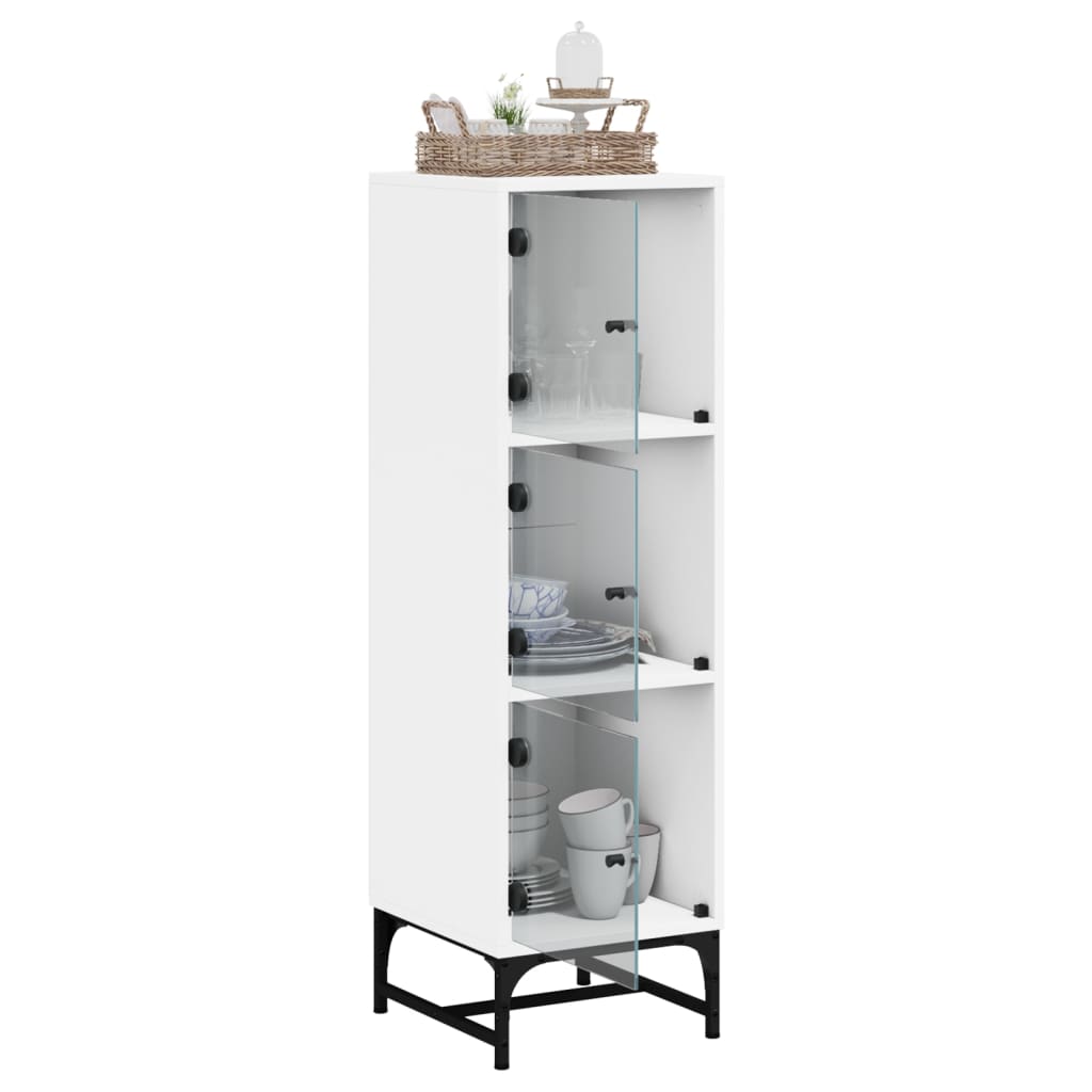 Buffet avec portes en verre blanc 35x37x120 cm - XIOS