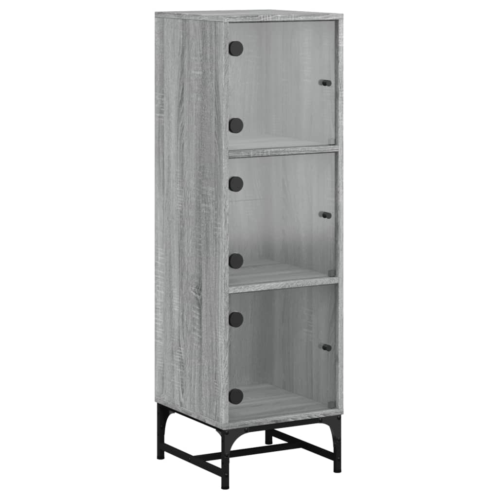 Buffet avec portes en verre sonoma gris 35x37x120 cm - XIOS
