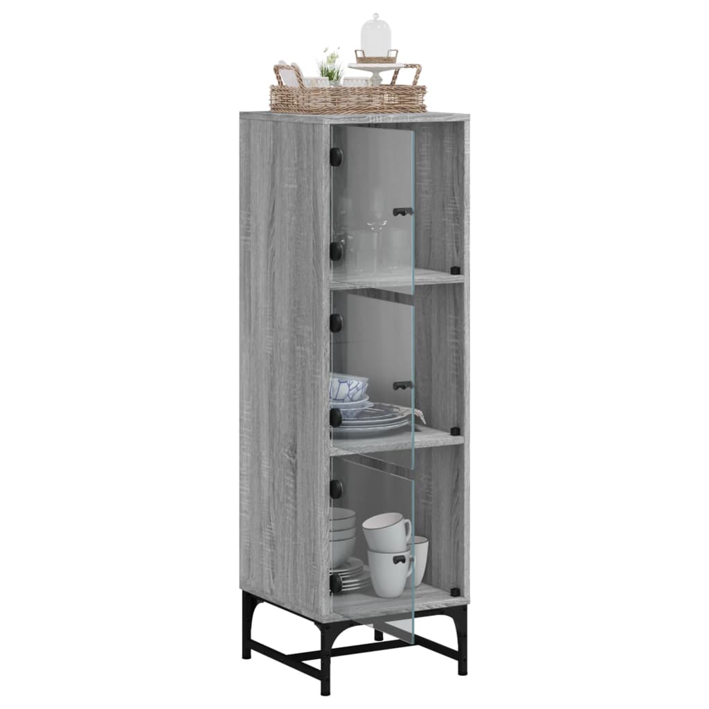 Buffet avec portes en verre sonoma gris 35x37x120 cm - XIOS