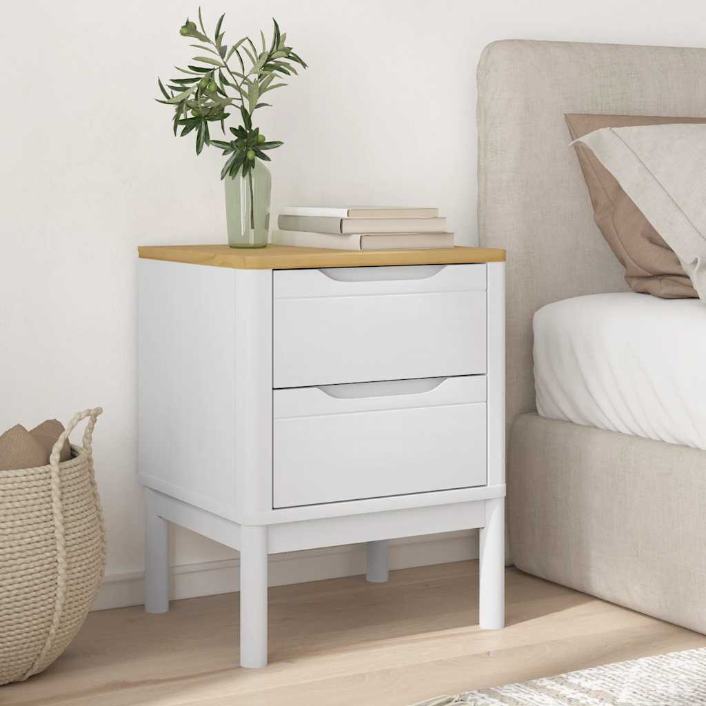 Table de chevet FLORO blanc 45x39x57 cm bois de pin massif - XIOS