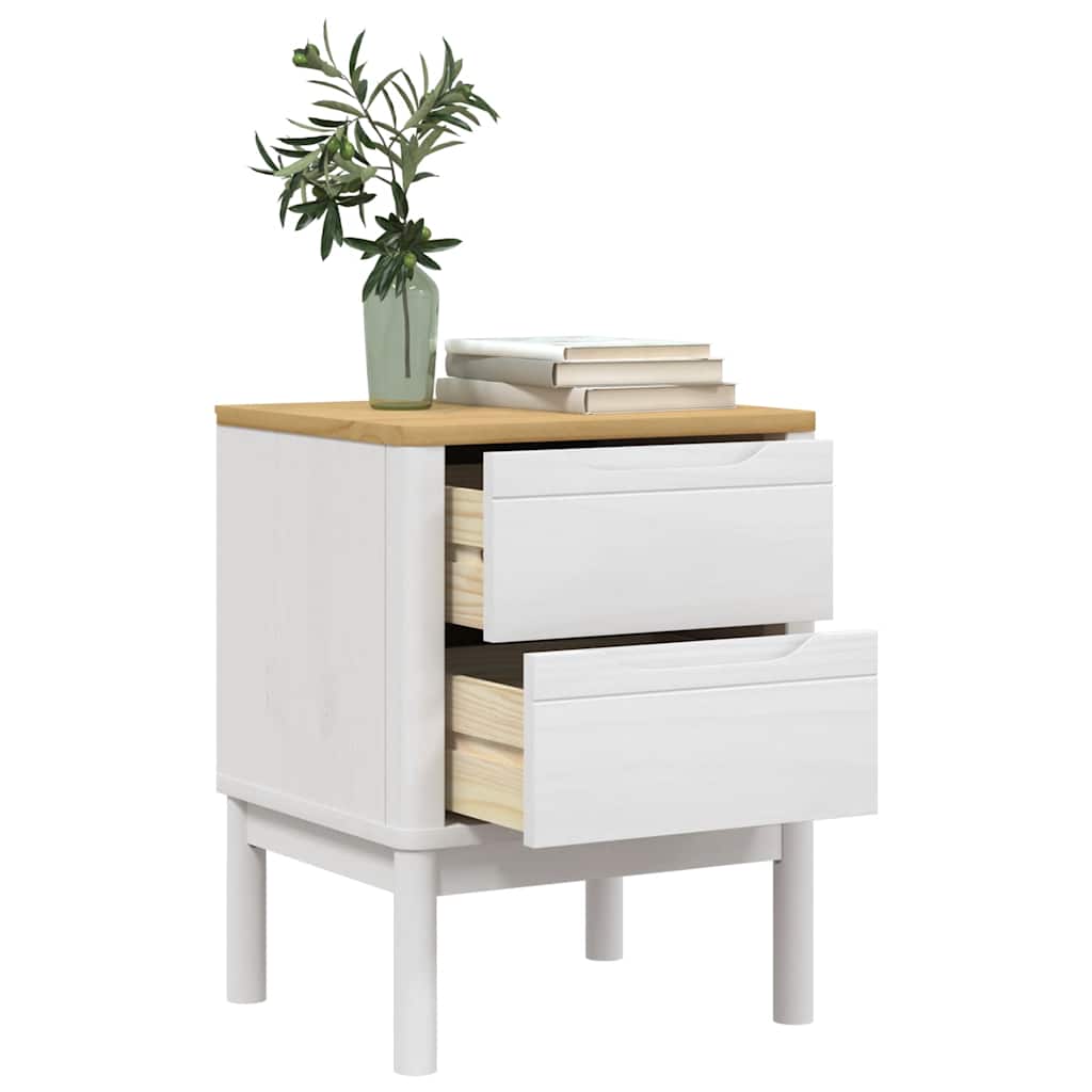 Table de chevet FLORO blanc 45x39x57 cm bois de pin massif - XIOS