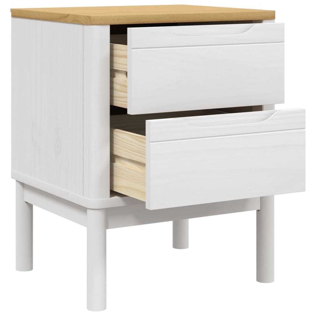 Table de chevet FLORO blanc 45x39x57 cm bois de pin massif - XIOS