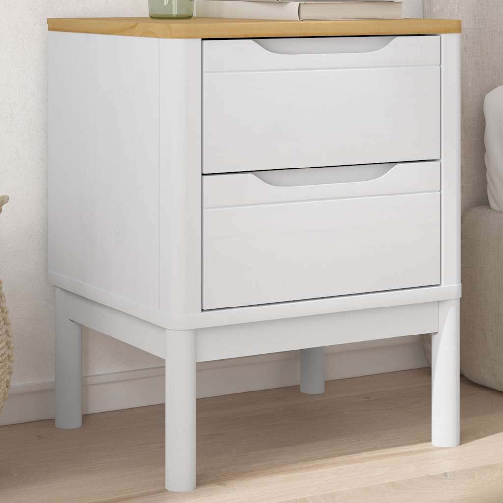 Table de chevet FLORO blanc 45x39x57 cm bois de pin massif - XIOS