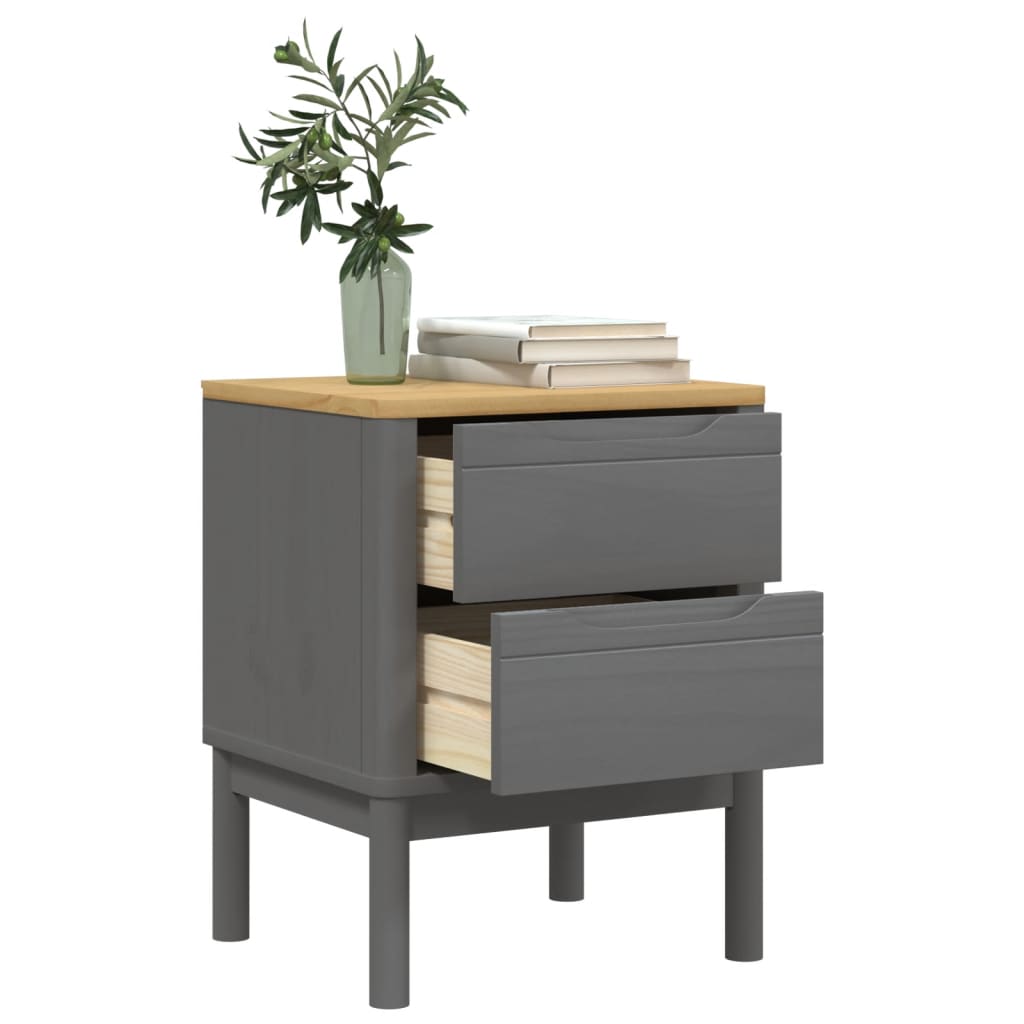 Table de chevet FLORO gris 45x39x57 cm bois de pin massif - XIOS