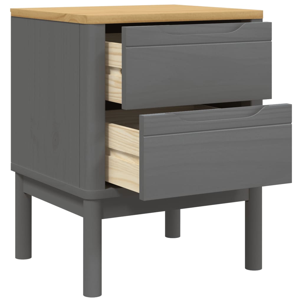 Table de chevet FLORO gris 45x39x57 cm bois de pin massif - XIOS