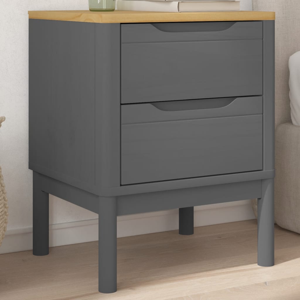 Table de chevet FLORO gris 45x39x57 cm bois de pin massif - XIOS