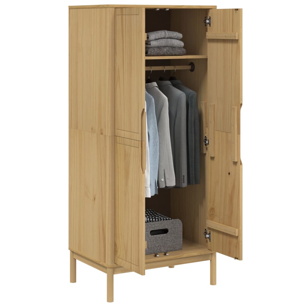 Garde-robe FLORO cire marron 77x53x171 cm bois massif de pin - XIOS