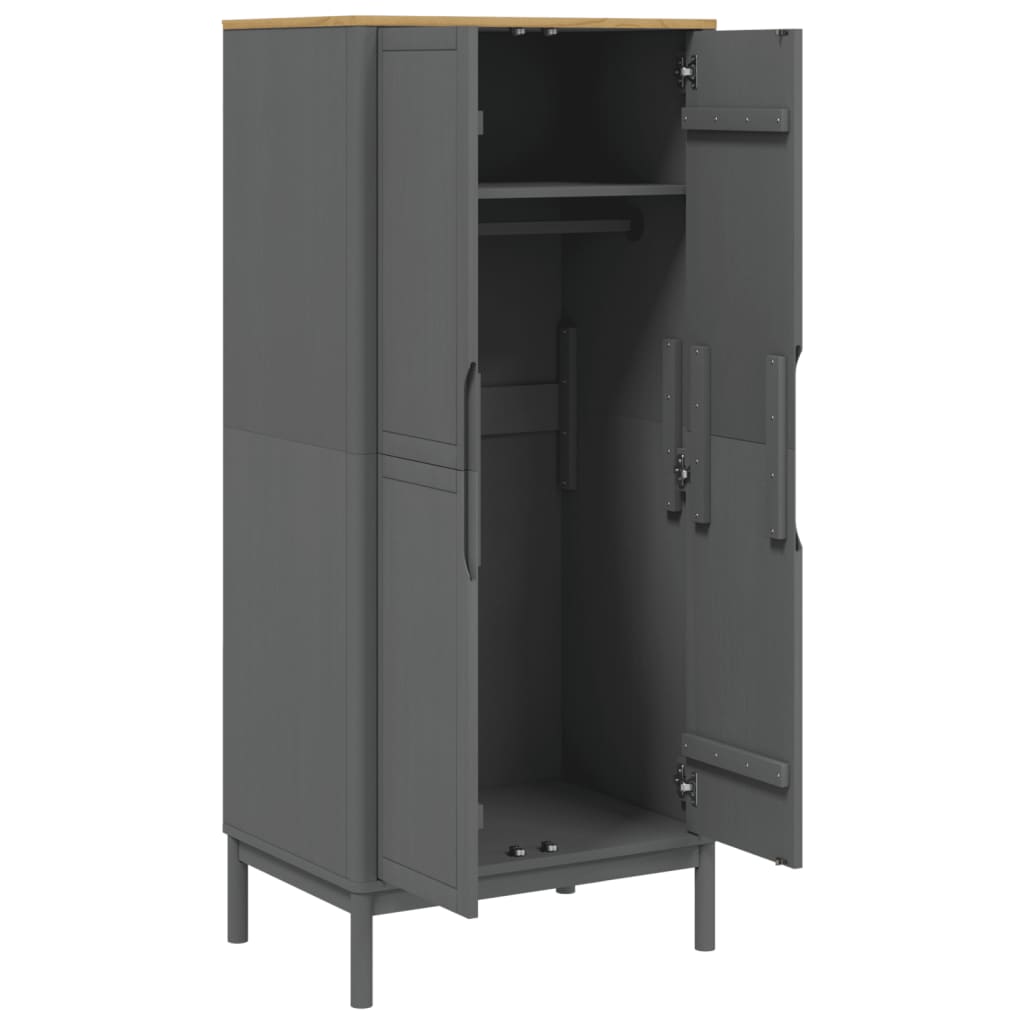 Garde-robe FLORO gris 77x53x171 cm bois massif de pin - XIOS