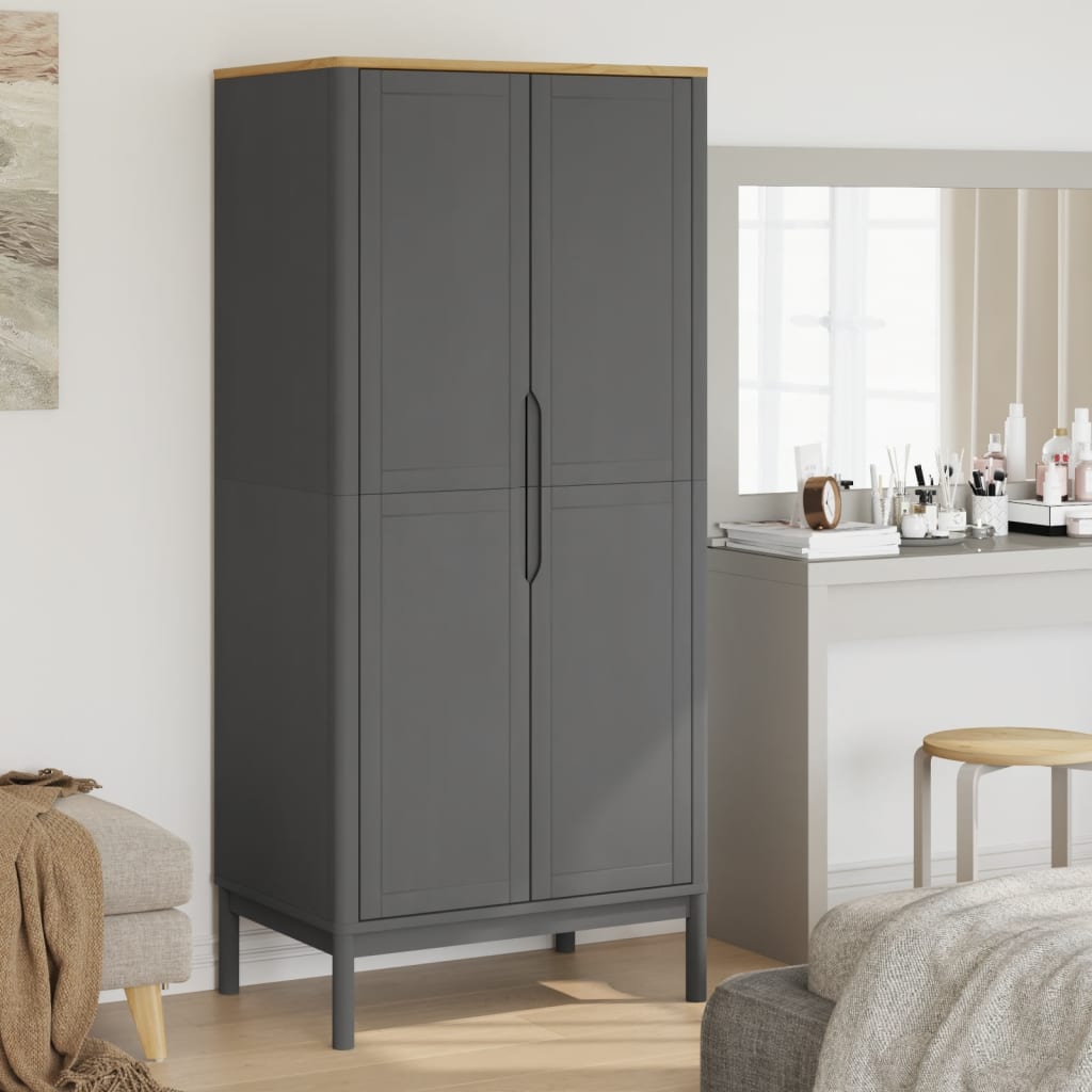 Garde-robe FLORO gris 77x53x171 cm bois massif de pin - XIOS