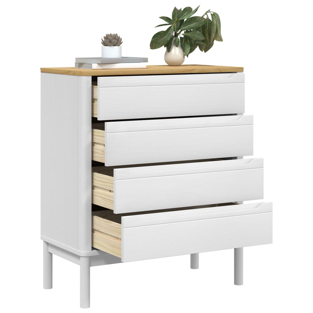 Commode FLORO blanc bois de pin massif - XIOS
