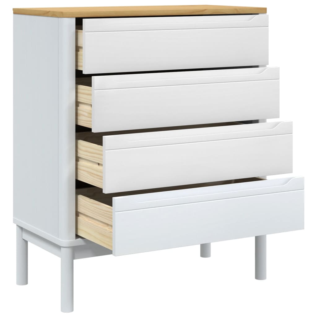 Commode FLORO blanc bois de pin massif - XIOS