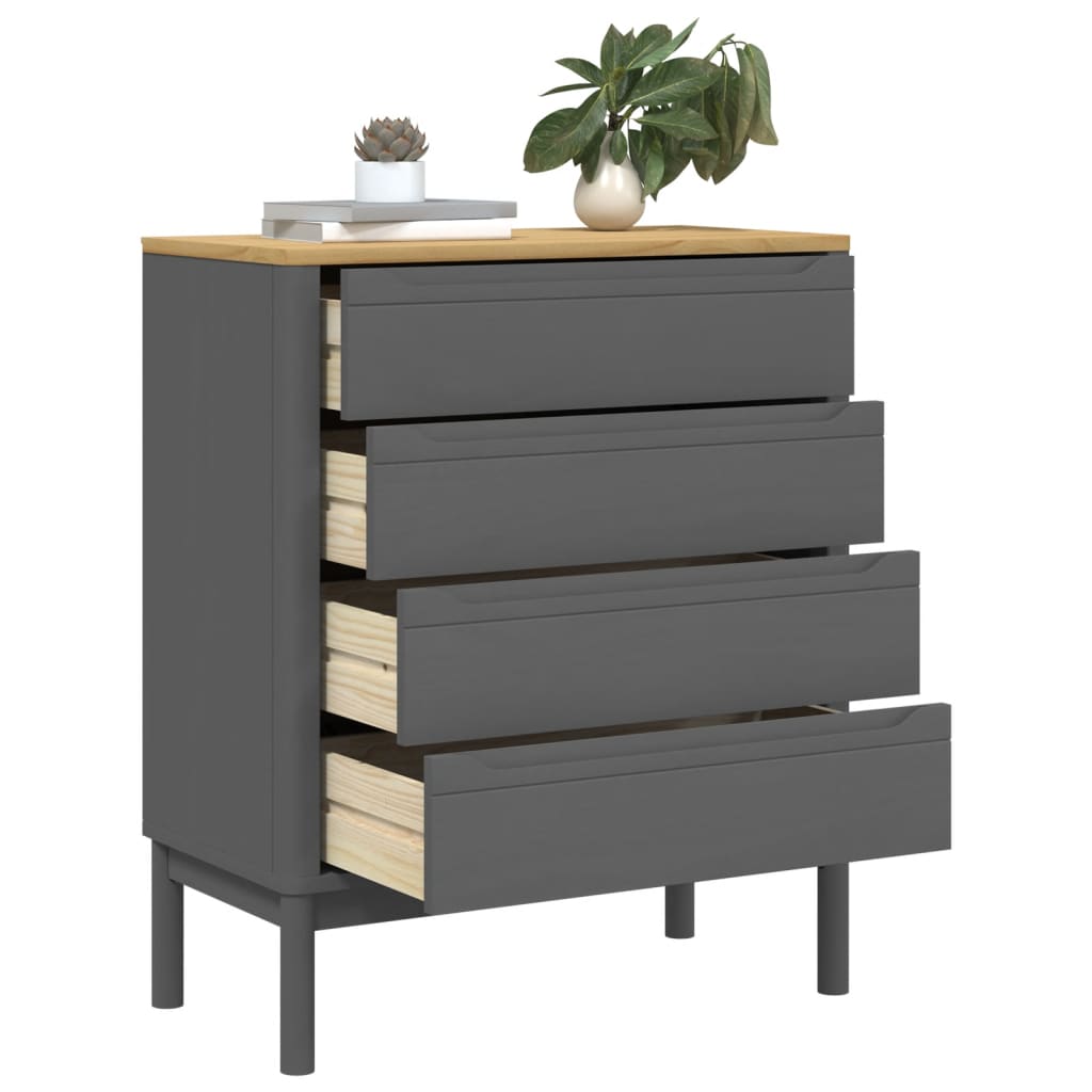 Commode FLORO gris bois de pin massif