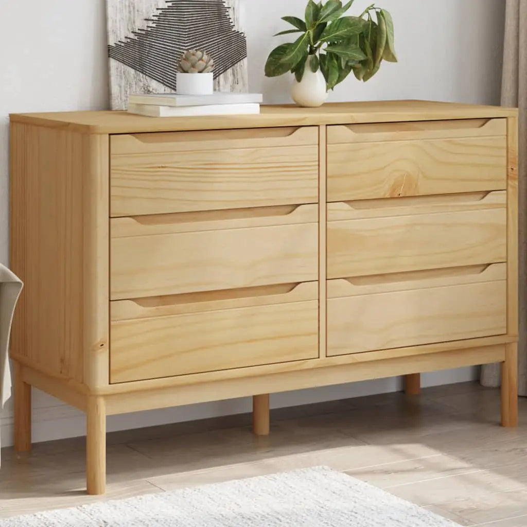 Commode FLORO cire marron bois de pin massif - XIOS
