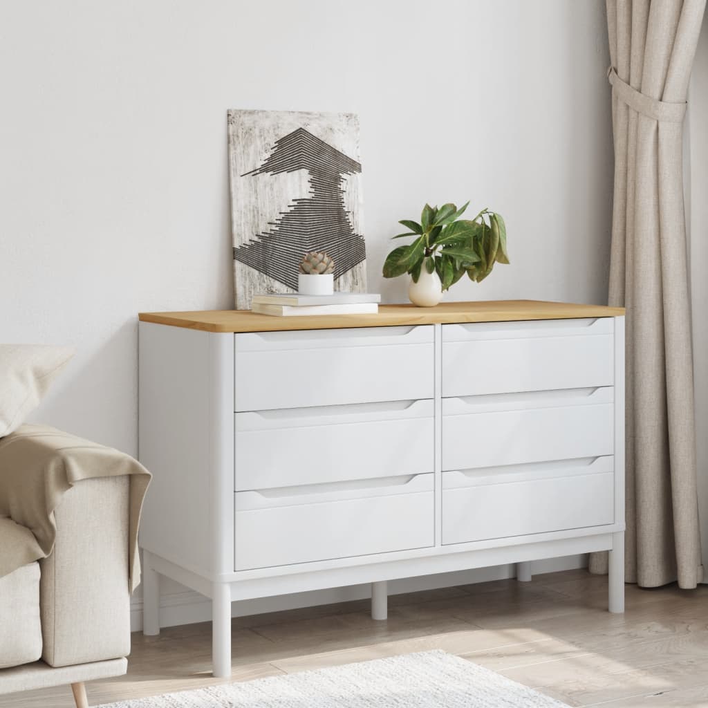 Commode FLORO blanc bois de pin massif - XIOS