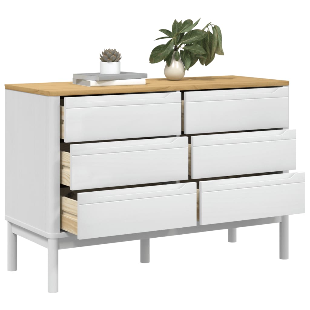 Commode FLORO blanc bois de pin massif - XIOS