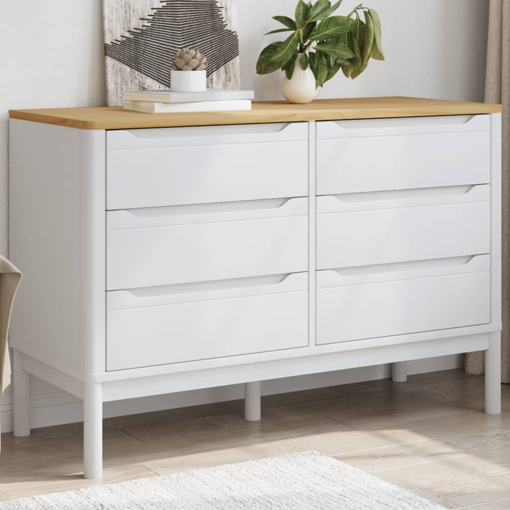 Commode FLORO blanc bois de pin massif - XIOS