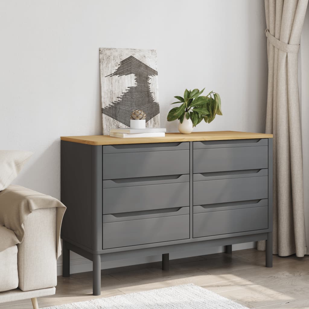Commode FLORO gris bois de pin massif - XIOS