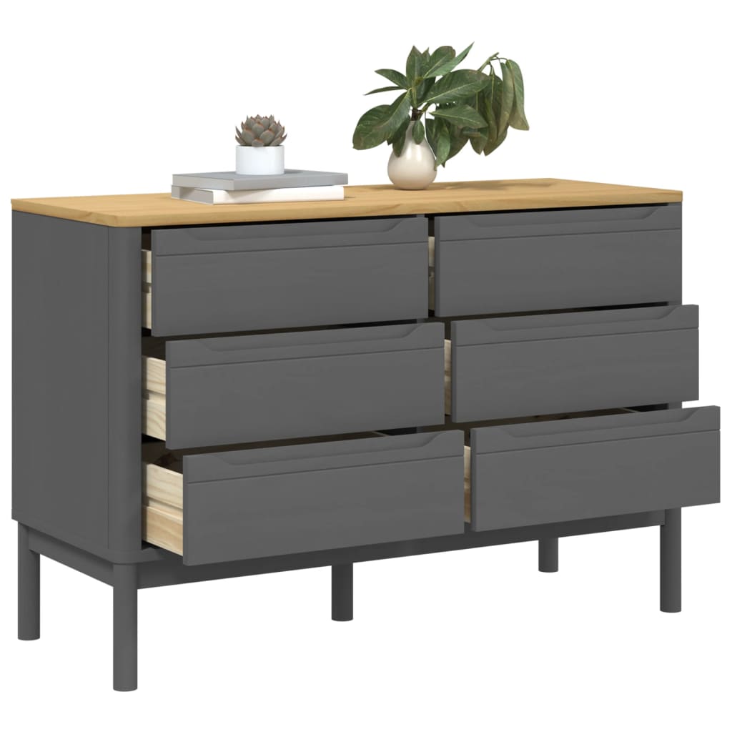 Commode FLORO gris bois de pin massif - XIOS
