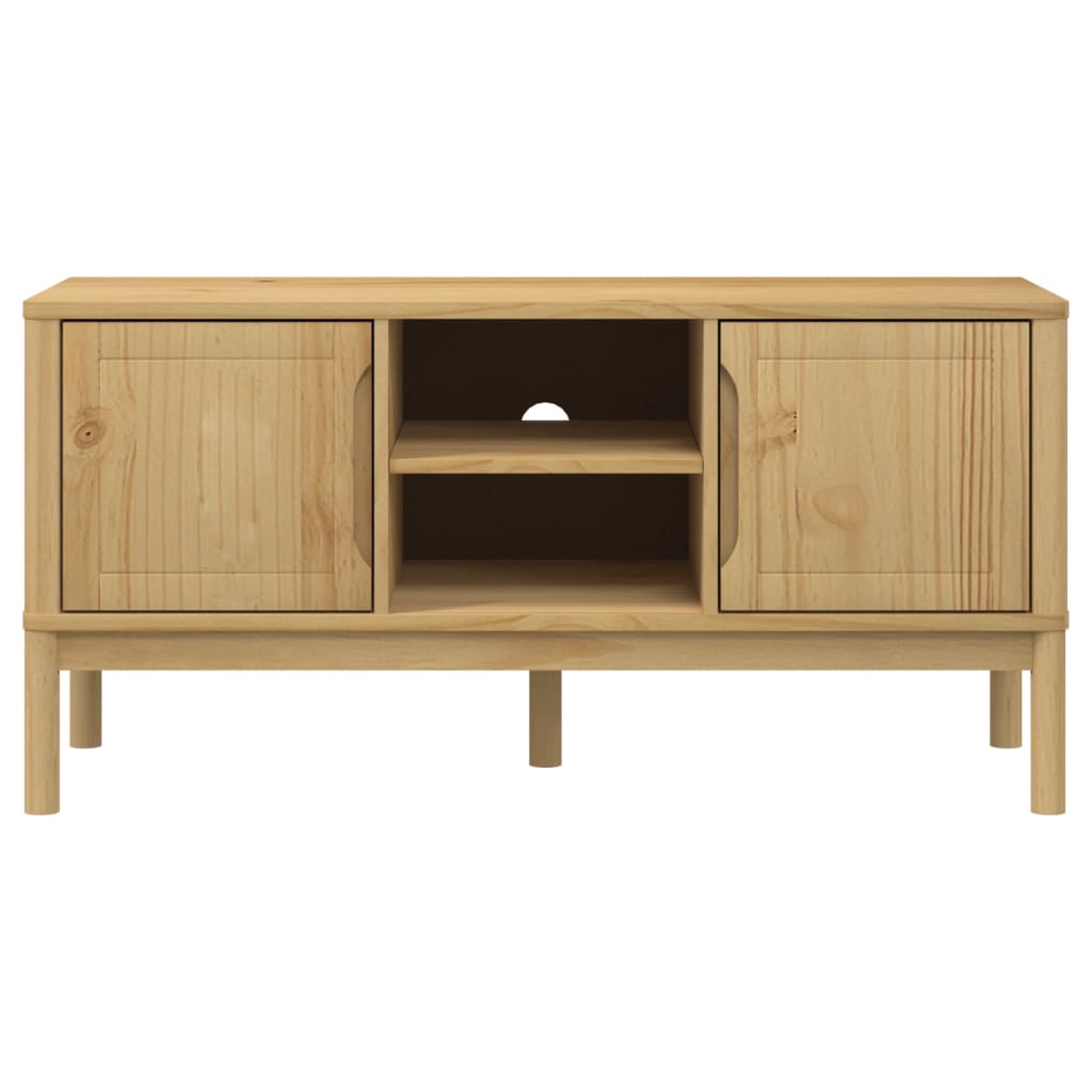 Meuble TV FLORO cire marron 114x43x55 cm bois massif de pin - XIOS