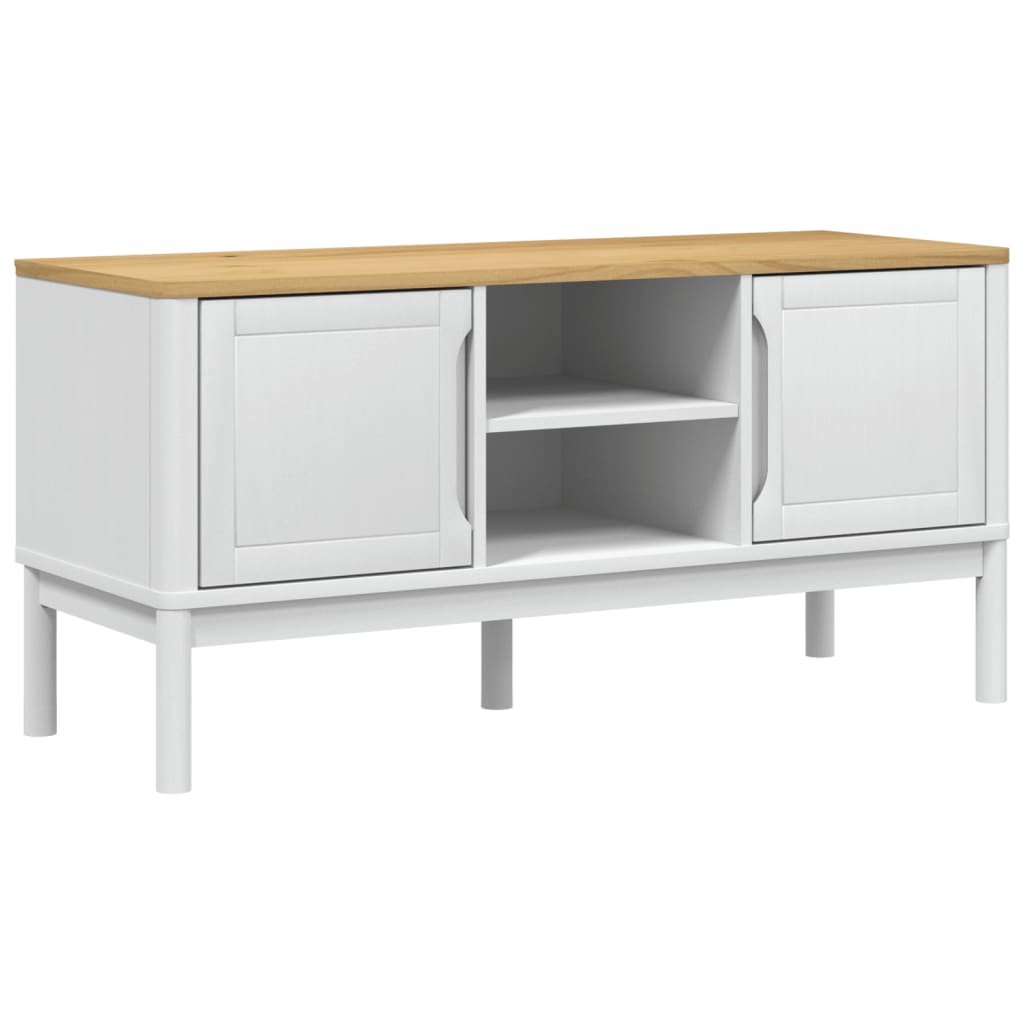 Meuble TV FLORO blanc 114x43x55 cm bois massif de pin - XIOS