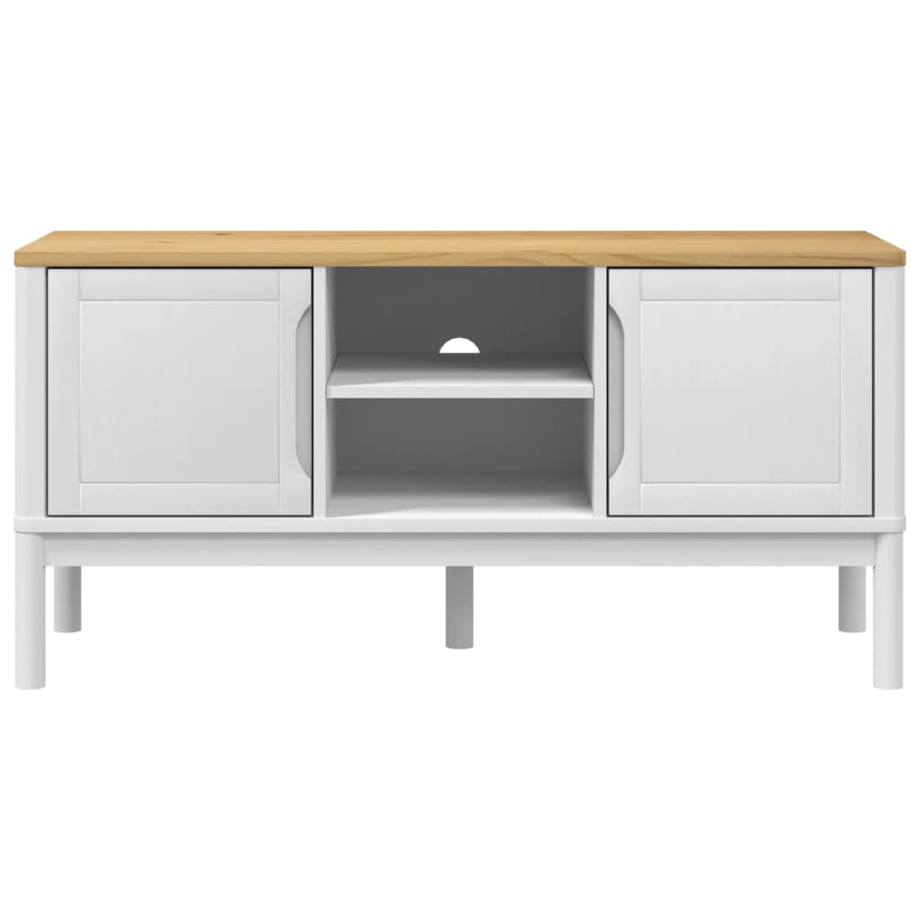 Meuble TV FLORO blanc 114x43x55 cm bois massif de pin - XIOS