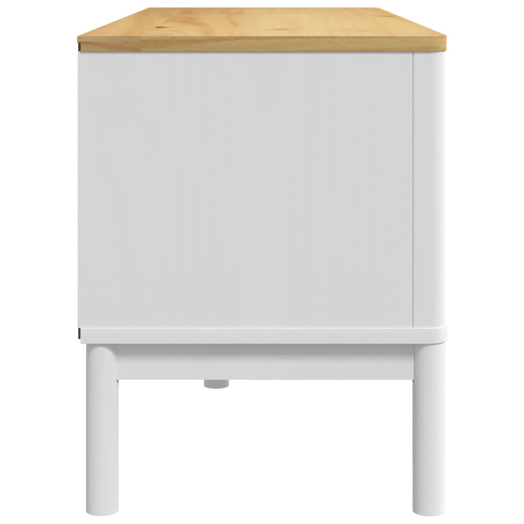 Meuble TV FLORO blanc 114x43x55 cm bois massif de pin - XIOS