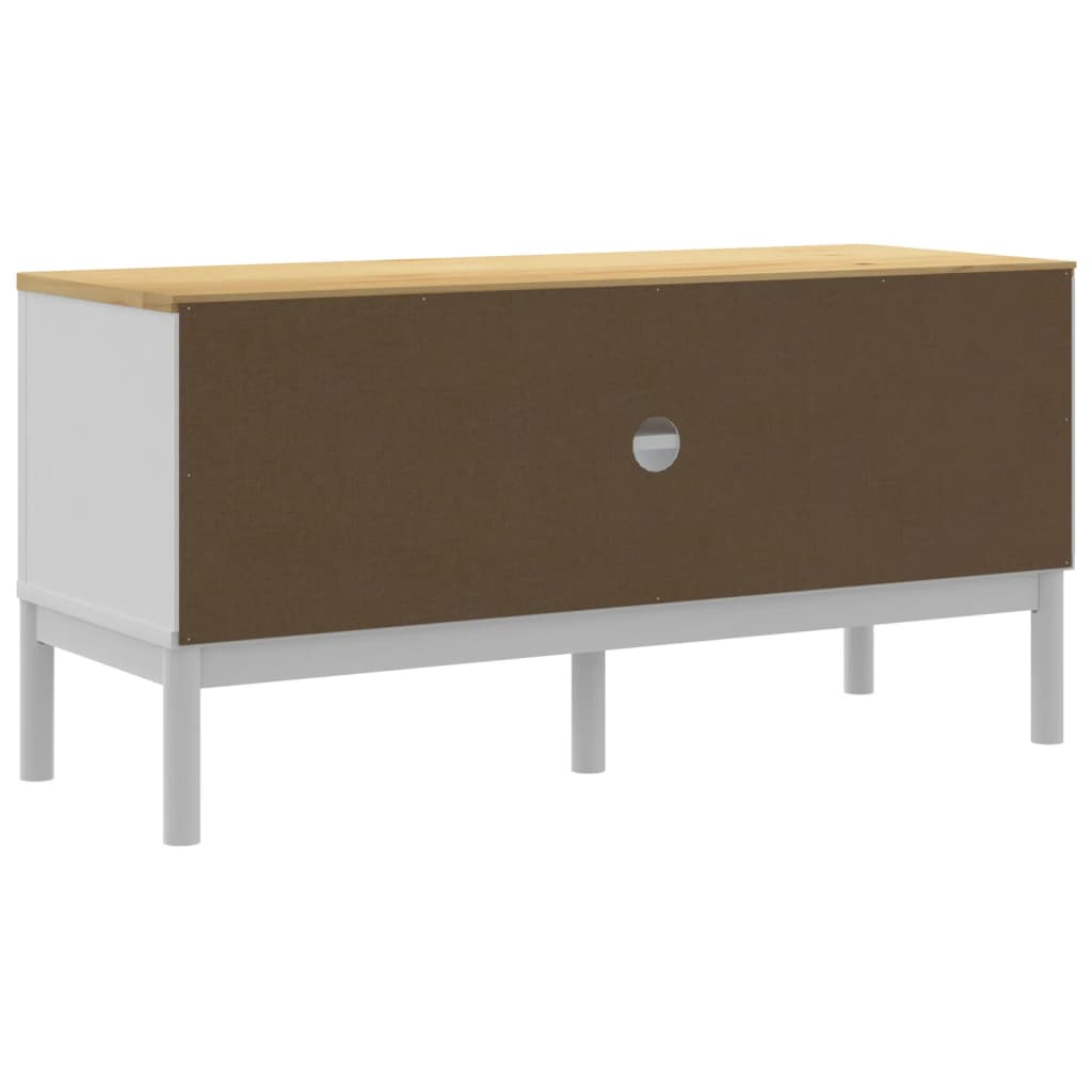 Meuble TV FLORO blanc 114x43x55 cm bois massif de pin - XIOS
