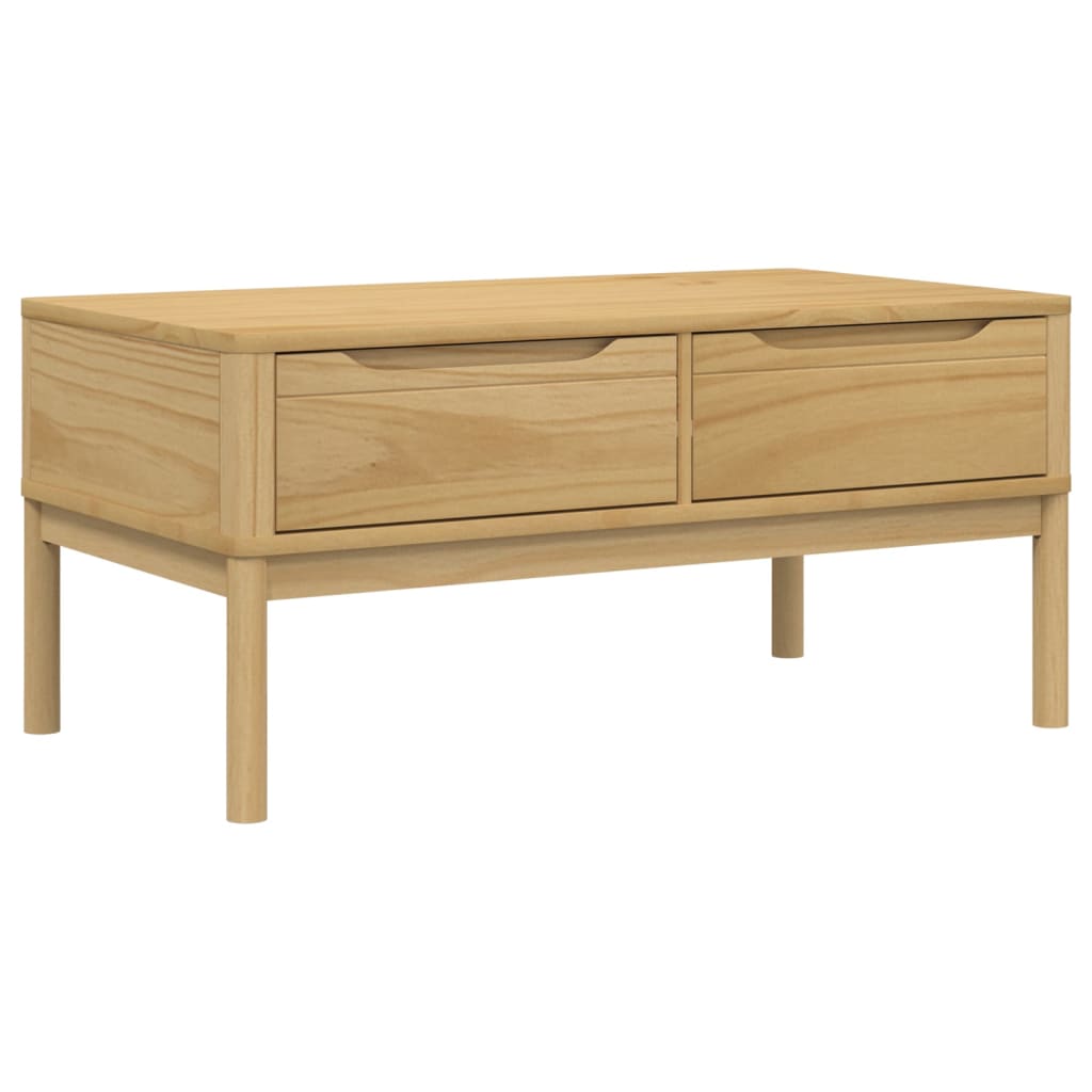 Table basse FLORO cire marron 99x55,5x45 cm bois massif de pin - XIOS