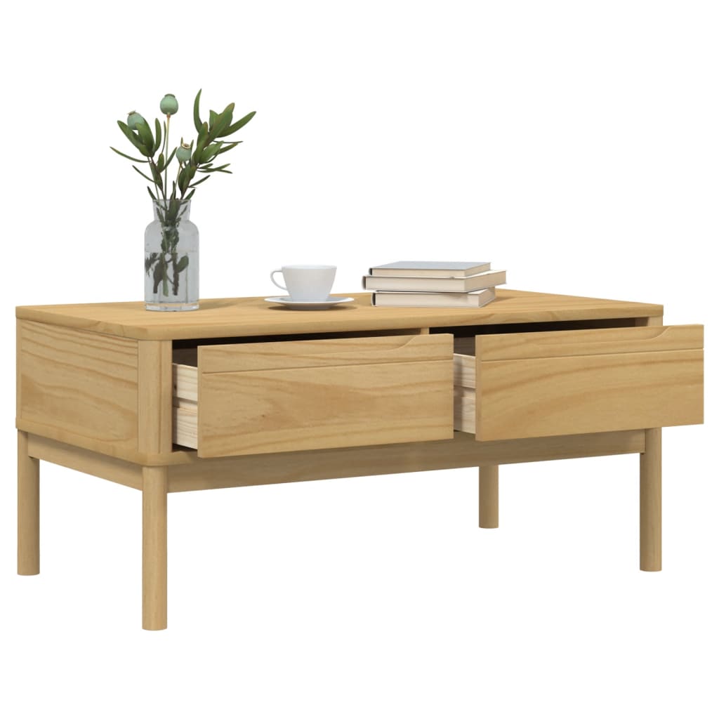 Table basse FLORO cire marron 99x55,5x45 cm bois massif de pin - XIOS