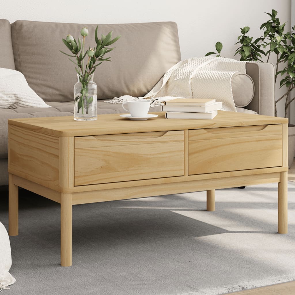 Table basse FLORO cire marron 99x55,5x45 cm bois massif de pin - XIOS