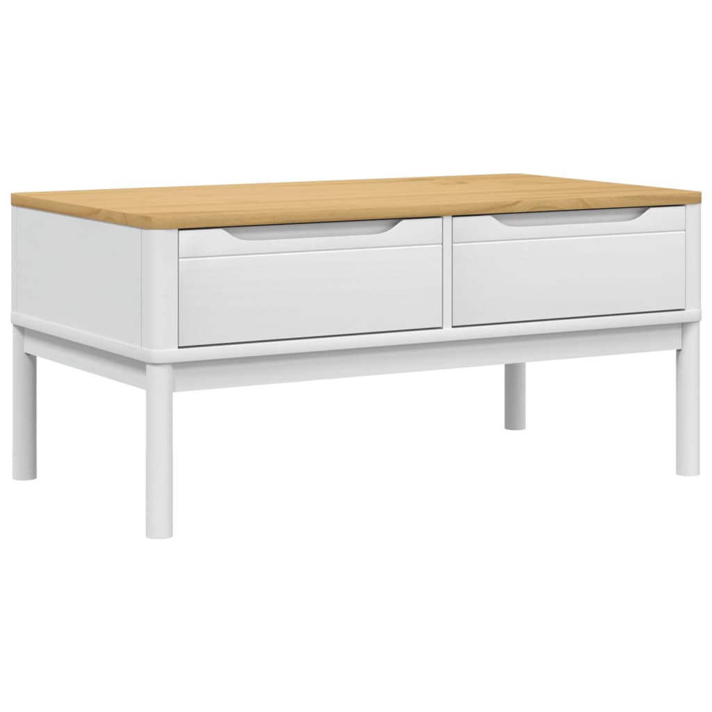 Table basse FLORO blanc 99x55,5x45 cm bois massif de pin - XIOS