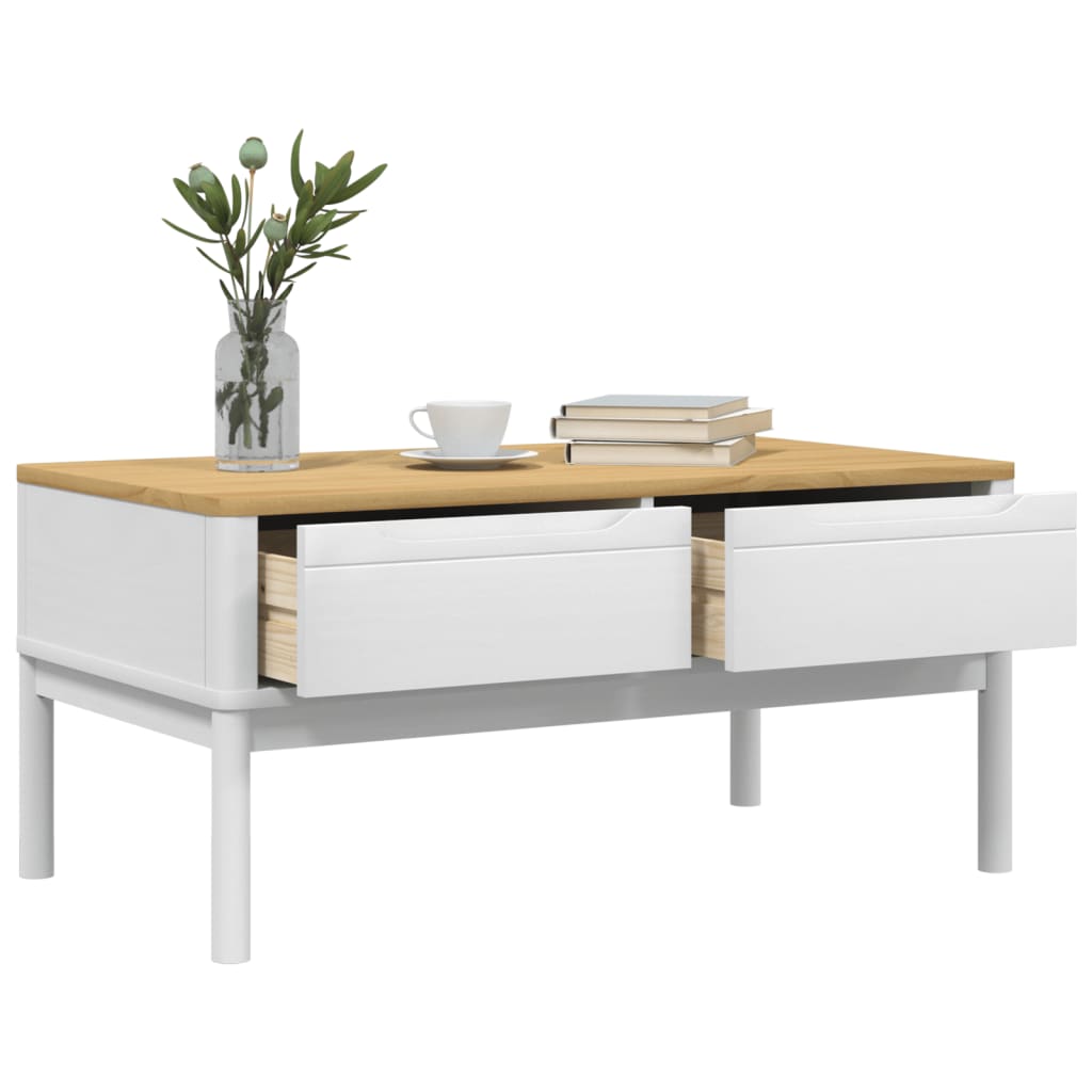 Table basse FLORO blanc 99x55,5x45 cm bois massif de pin - XIOS