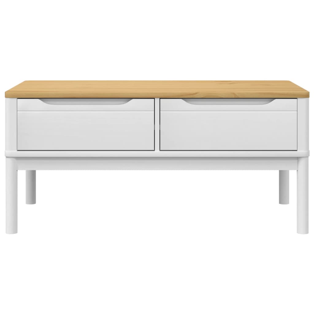 Table basse FLORO blanc 99x55,5x45 cm bois massif de pin - XIOS