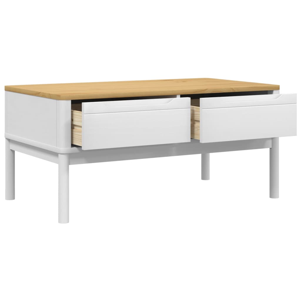 Table basse FLORO blanc 99x55,5x45 cm bois massif de pin - XIOS