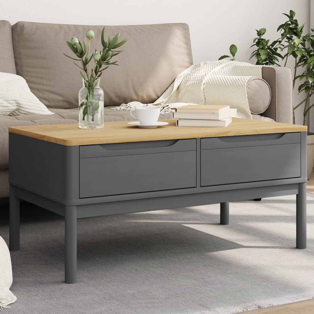 Table basse FLORO gris 99x55,5x45 cm bois massif de pin - XIOS