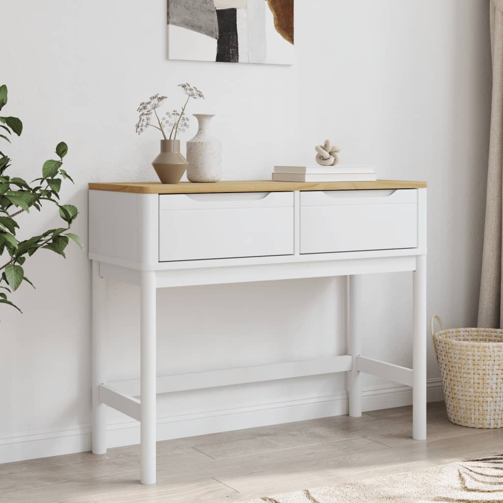 Table console FLORO blanc 89,5x36,5x73 cm bois de pin massif - XIOS