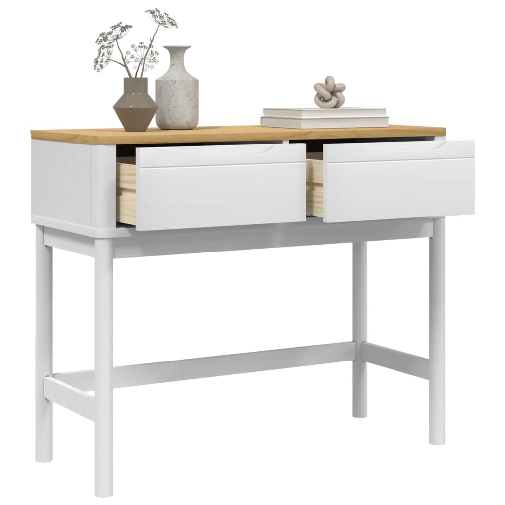 Table console FLORO blanc 89,5x36,5x73 cm bois de pin massif - XIOS