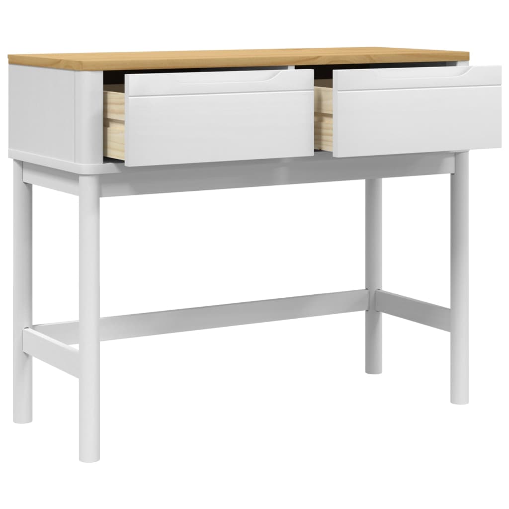 Table console FLORO blanc 89,5x36,5x73 cm bois de pin massif - XIOS