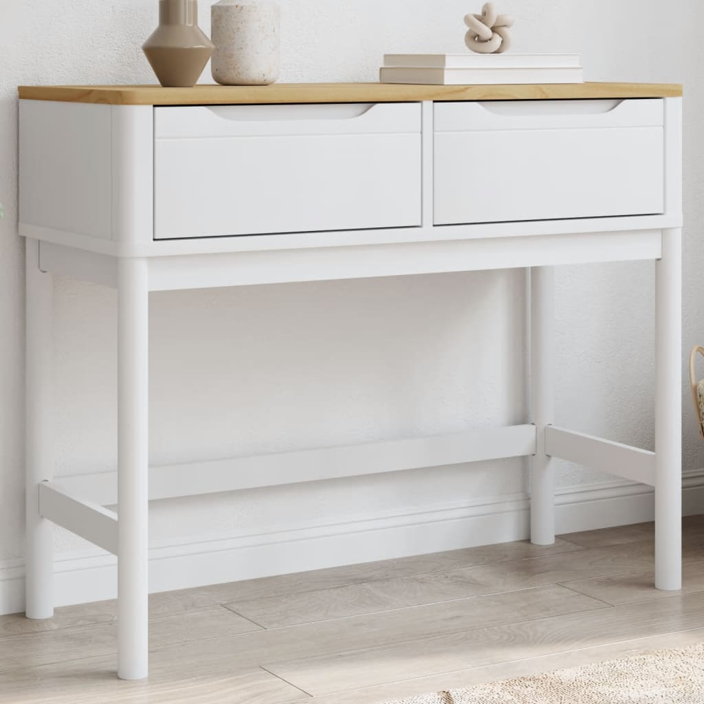Table console FLORO blanc 89,5x36,5x73 cm bois de pin massif - XIOS
