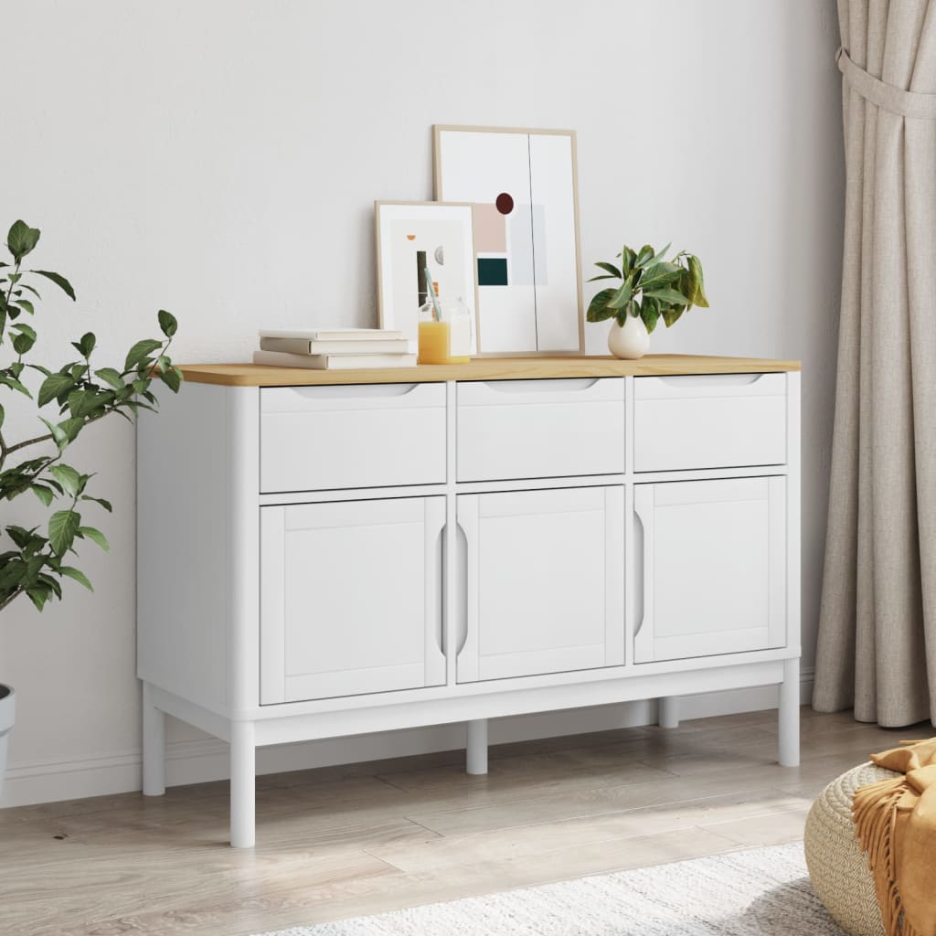 Buffet FLORO blanc 114x43x74 cm bois massif de pin - XIOS