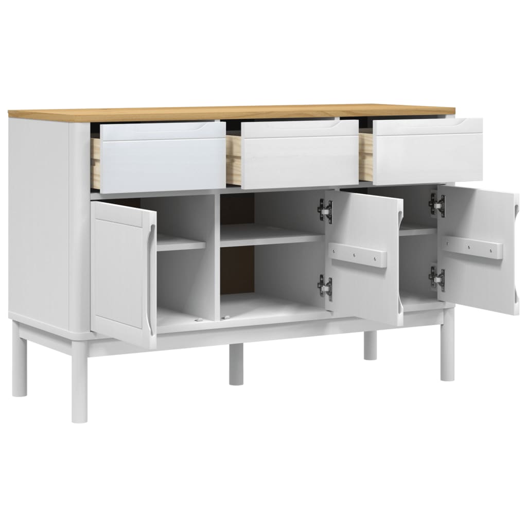 Buffet FLORO blanc 114x43x74 cm bois massif de pin - XIOS