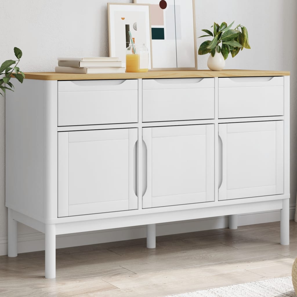 Buffet FLORO blanc 114x43x74 cm bois massif de pin - XIOS