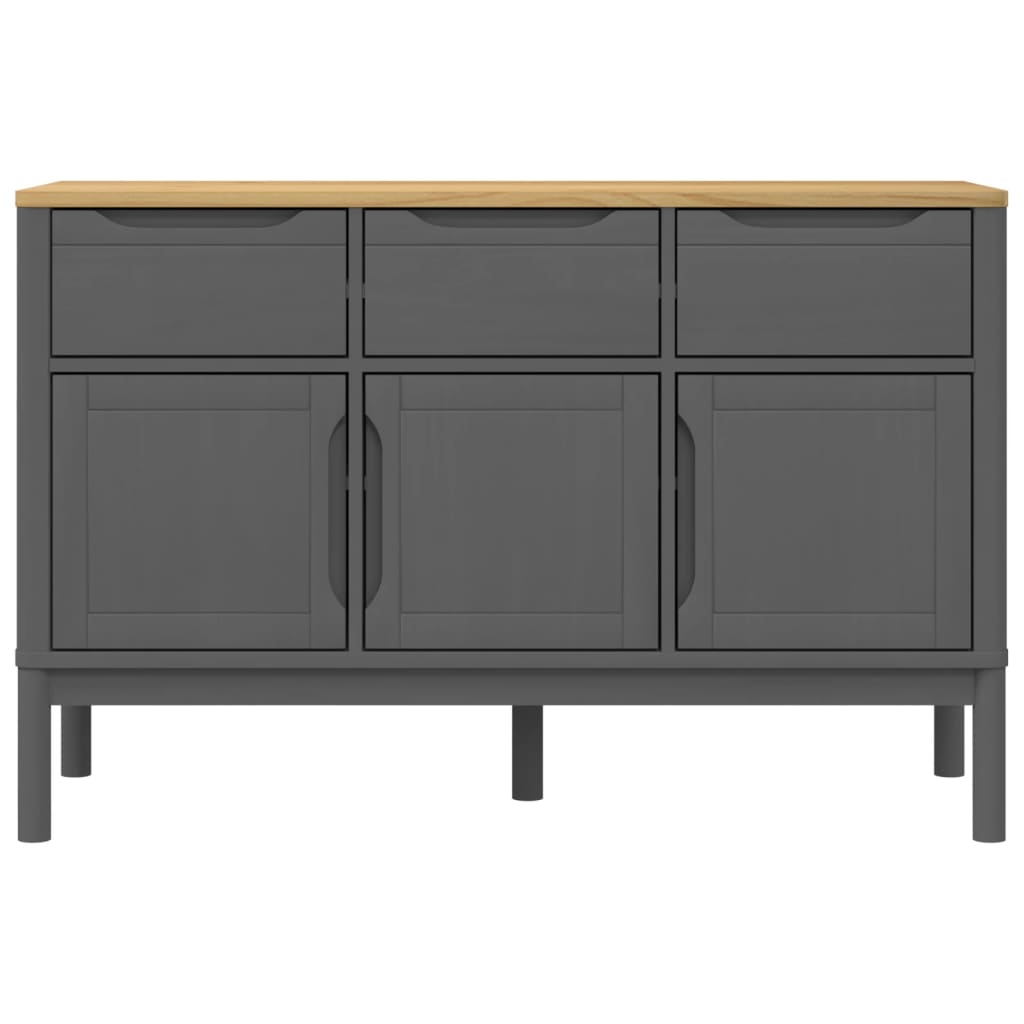 Buffet FLORO gris 114x43x74 cm bois massif de pin