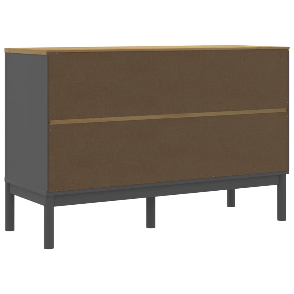 Buffet FLORO gris 114x43x74 cm bois massif de pin