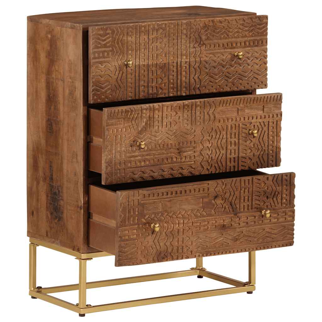 Commode 55x30x76 cm bois massif de manguier et fer - XIOS
