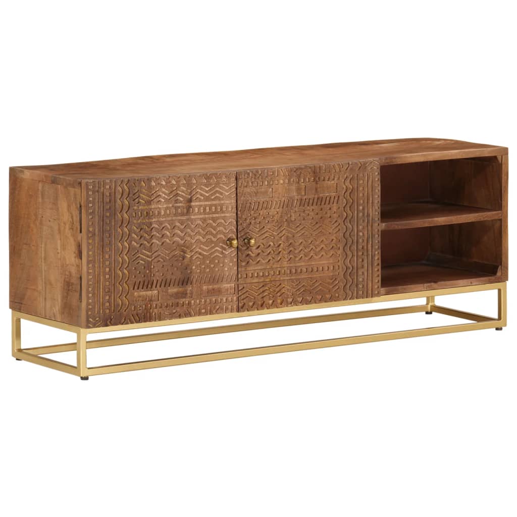 Meuble TV 110x30x40 cm bois massif de manguier et fer - XIOS