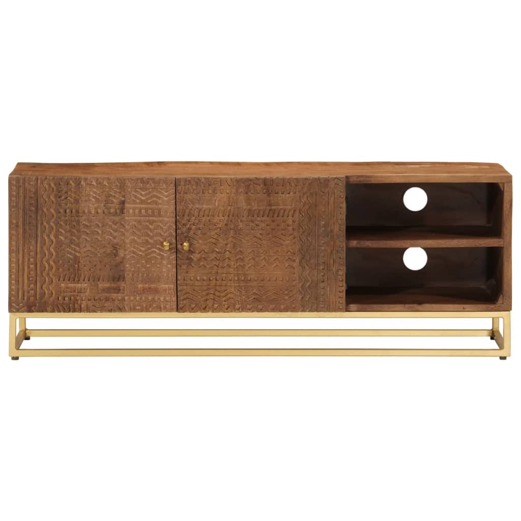 Meuble TV 110x30x40 cm bois massif de manguier et fer - XIOS
