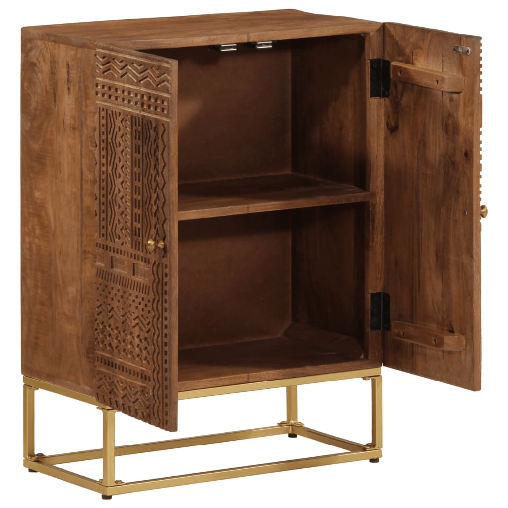 Buffet noir 55x30x76 cm bois massif de manguier et fer - XIOS