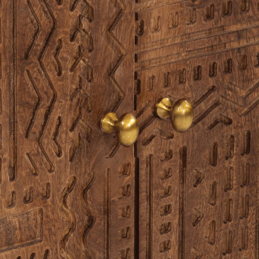 Buffet noir 55x30x76 cm bois massif de manguier et fer - XIOS